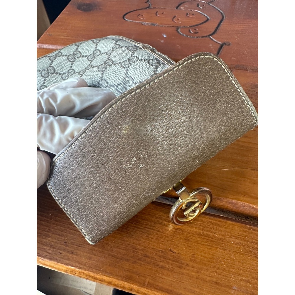 Vintage Gucci GG Supreme Monogram Bifold Wallet Brown Leather Interlocking G Log - Picture 10 of 16